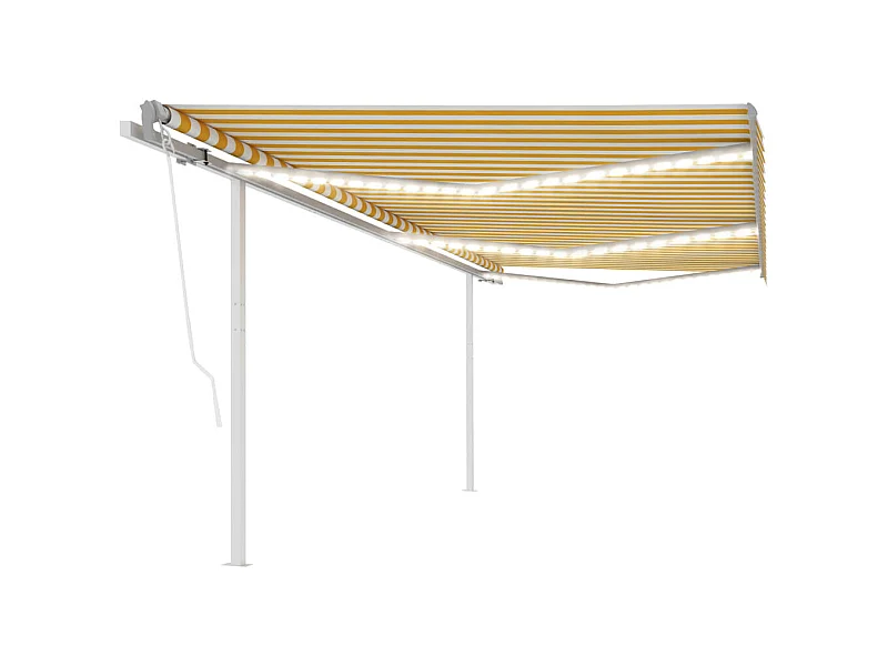 Tenda automatica con sensore vento e LED 6x3,5m Giallo e bianco
