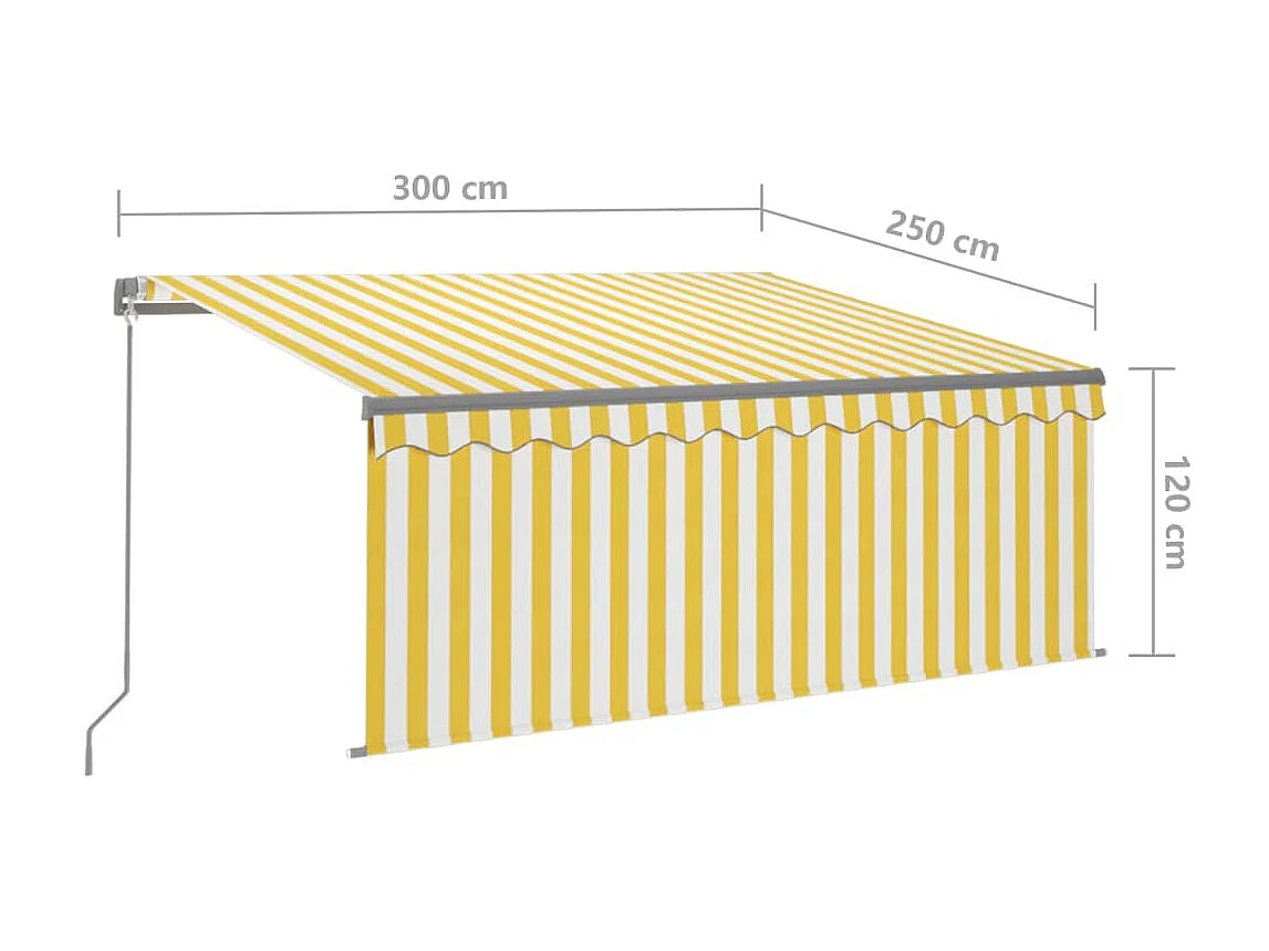 Tenda retrattile con tenda LED 3x2,5 Gialla e bianca