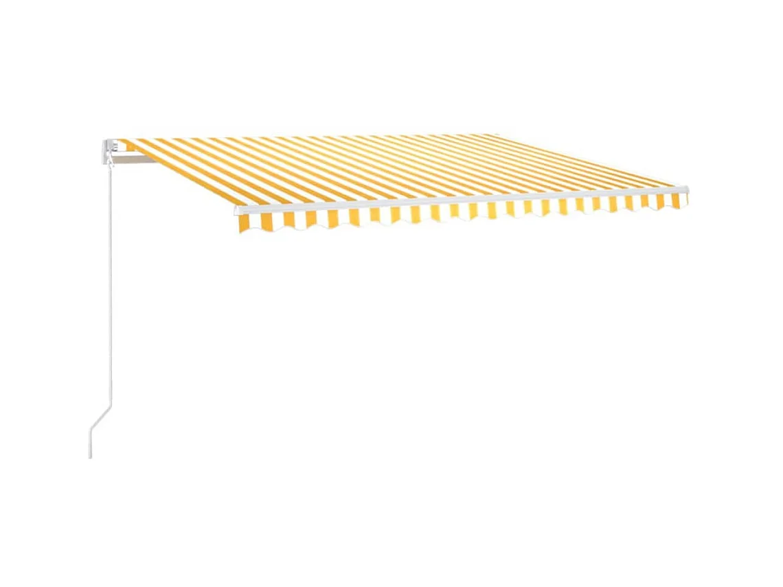 Tenda automatica con sensore vento/LED 450x300 cm Giallo e bianco