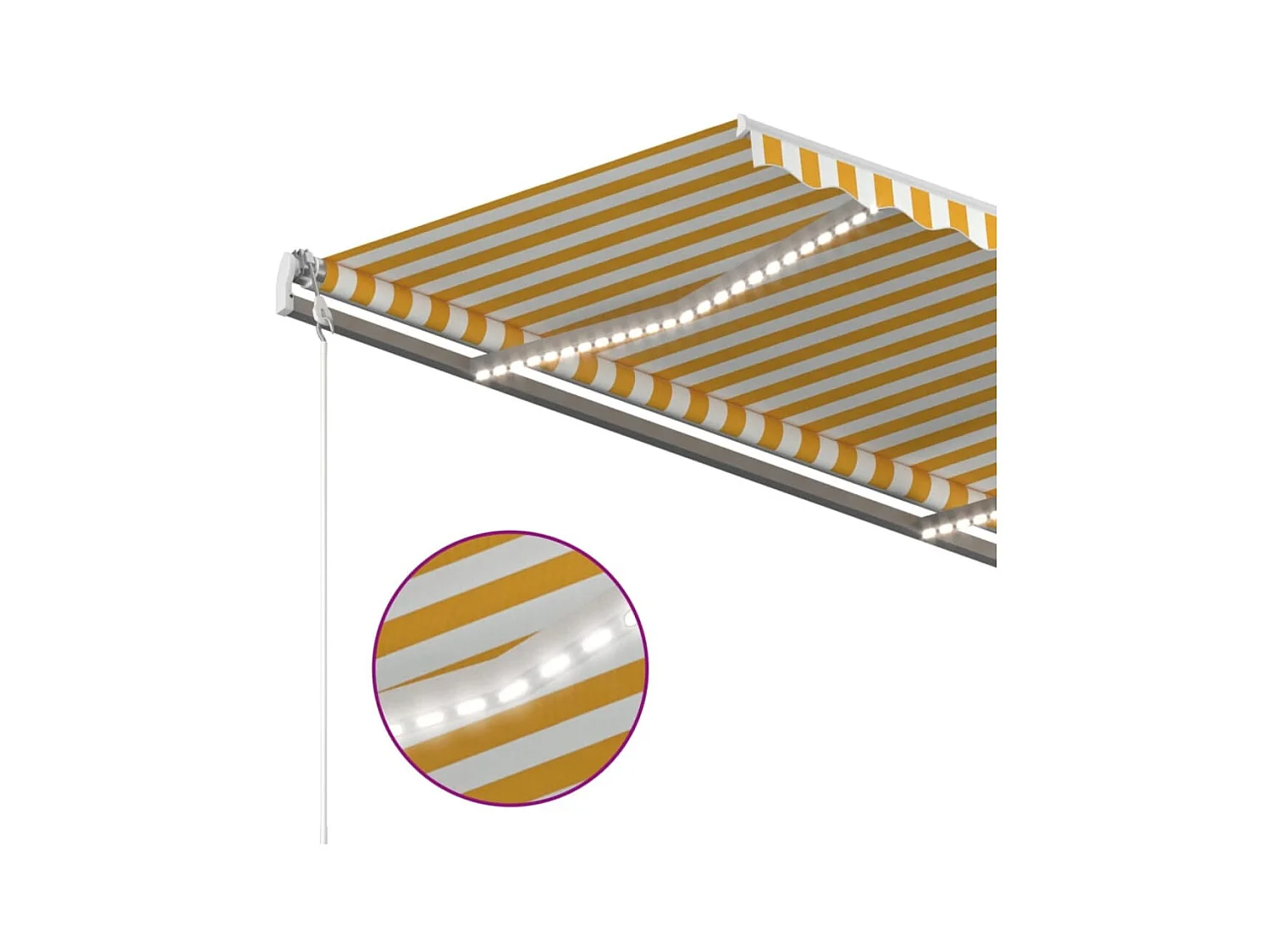 Tenda automatica con sensore vento/LED 450x300 cm Giallo e bianco
