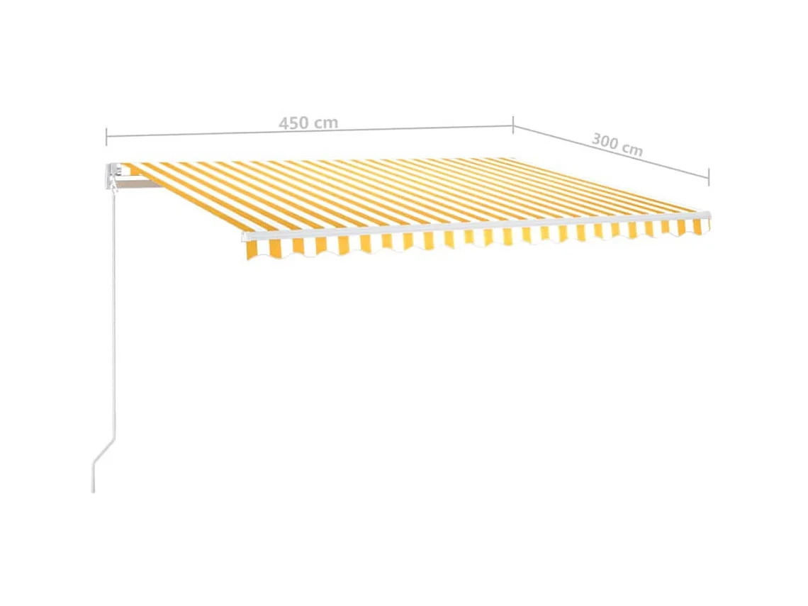 Tenda automatica con sensore vento/LED 450x300 cm Giallo e bianco