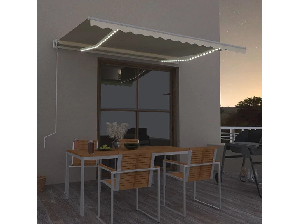 Toldo automático com sensor de vento e LED 450x350 Creme