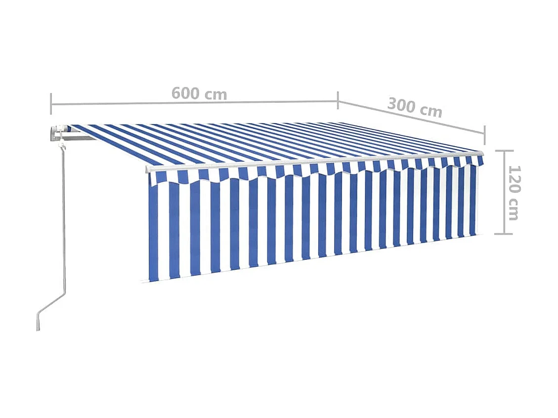 Toldo retráctil automático con persiana 6x3 Azul y blanco