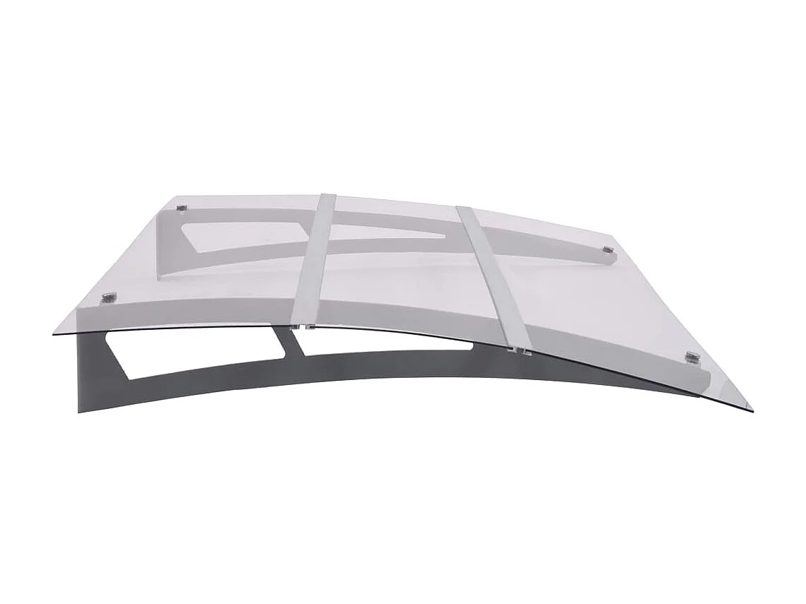 Auvent de porte argenté et transparent 120x90 polycarbonate