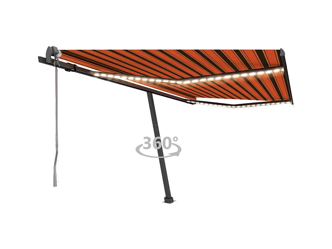 Auvent automatique capteur de vent/LED 400x300 Orange/marron