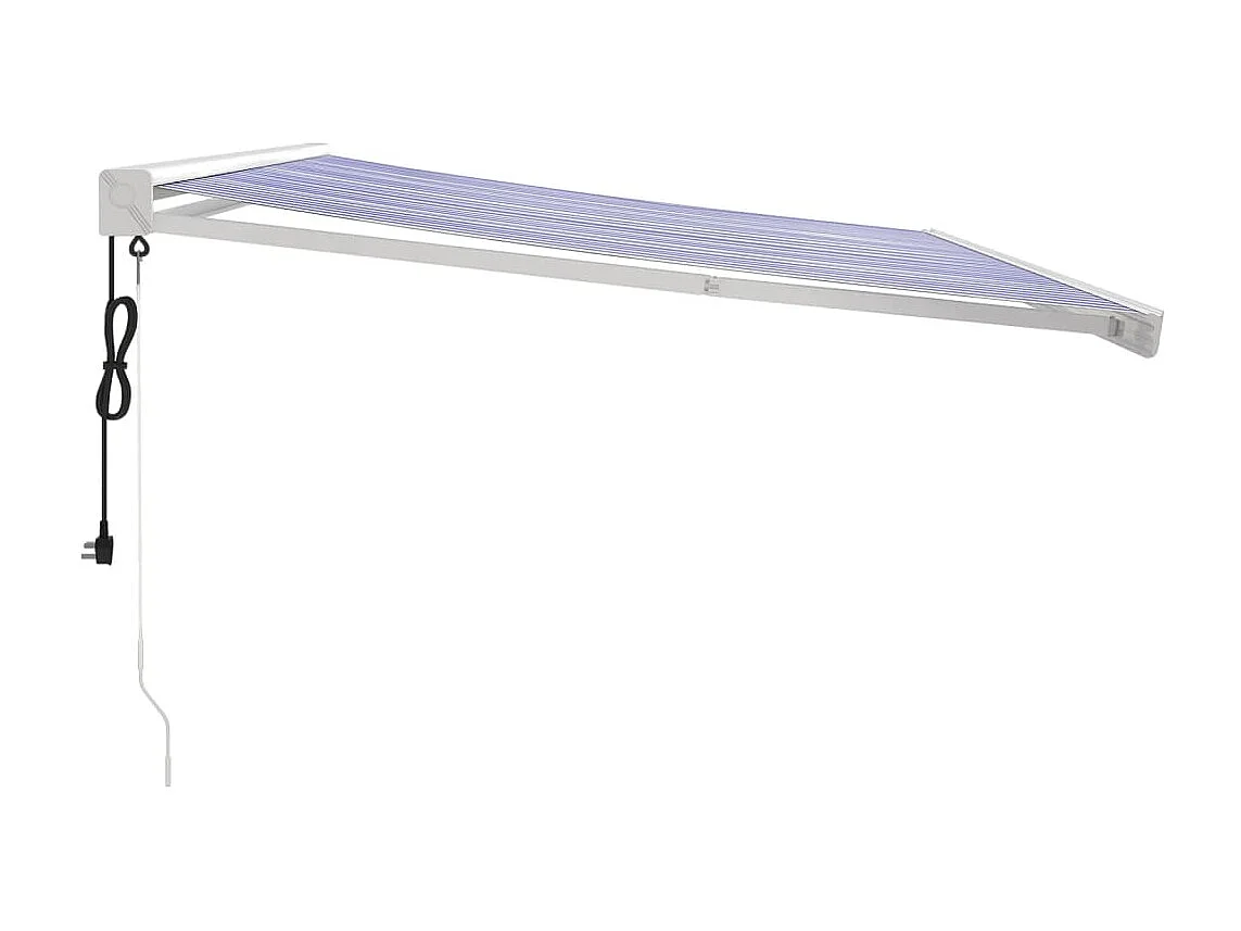 Auvent rétractable bleu et blanc 4x3 tissu et aluminium