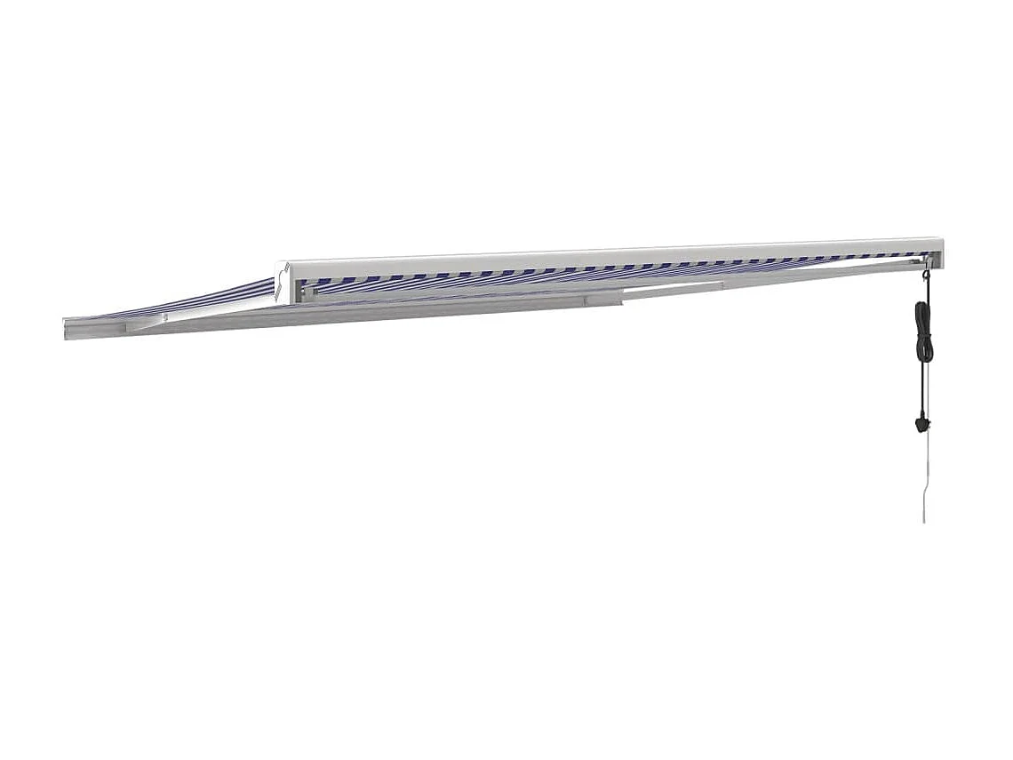 Auvent rétractable bleu et blanc 4x3 tissu et aluminium