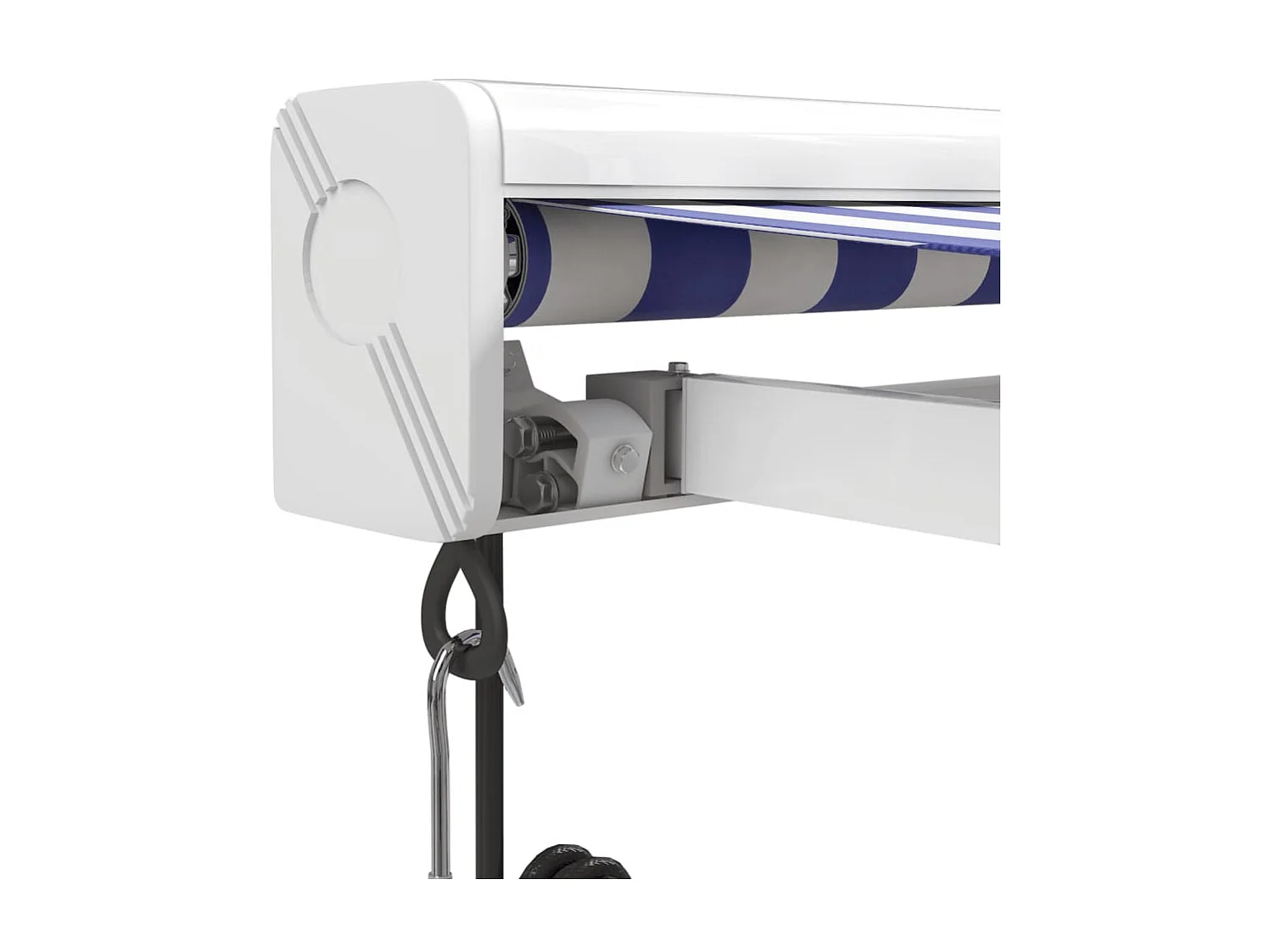 Auvent rétractable bleu et blanc 4x3 tissu et aluminium