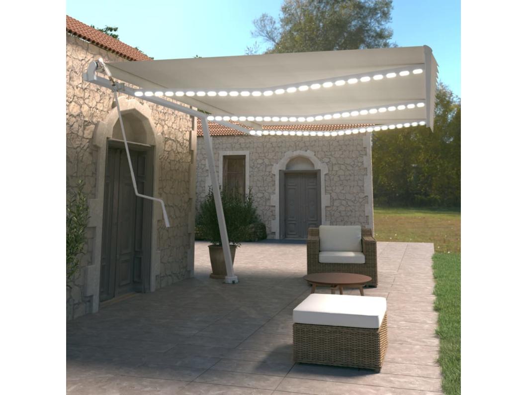Automatisch zonnescherm met windsensor en LED 600x350 Crème