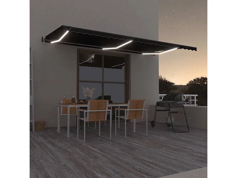Toldo automático con sensor de viento y LED 600x350 Antracita