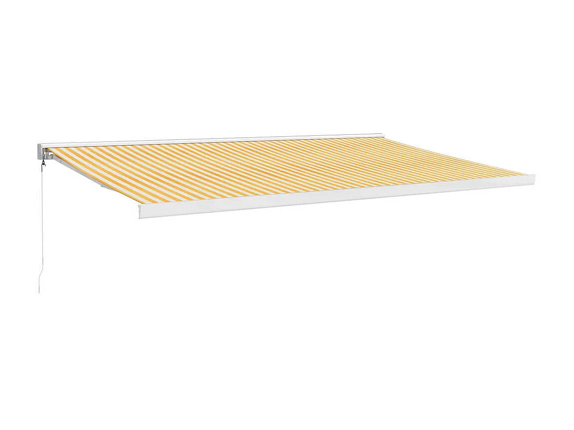 Auvent rétractable jaune et blanc 5x3 tissu et aluminium