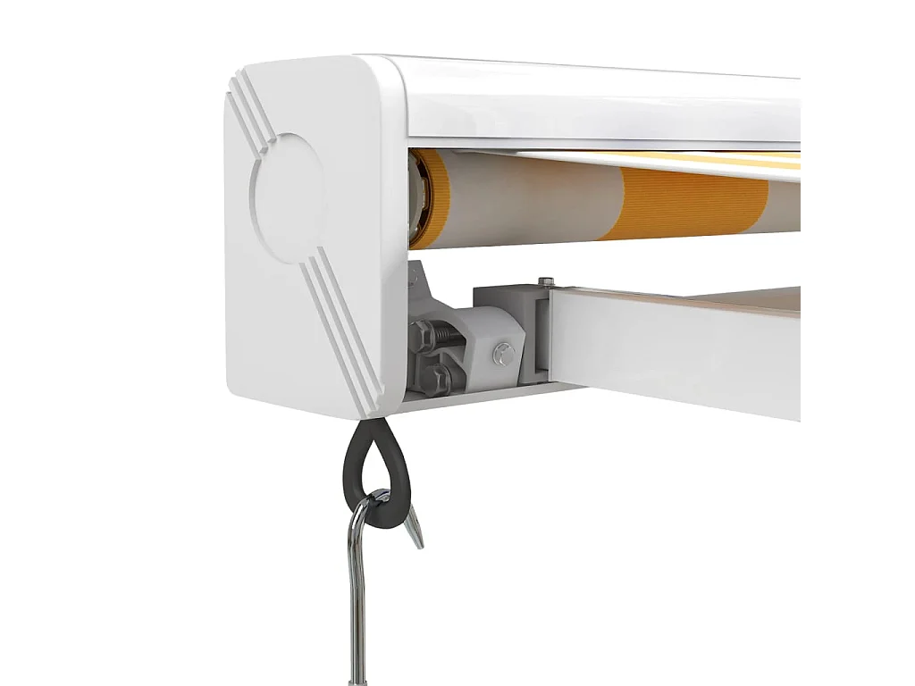 Auvent rétractable jaune et blanc 5x3 tissu et aluminium