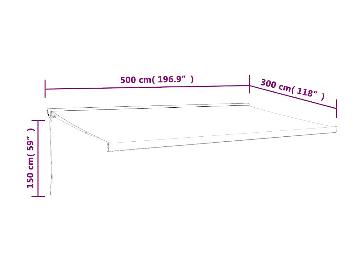 Auvent rétractable jaune et blanc 5x3 tissu et aluminium