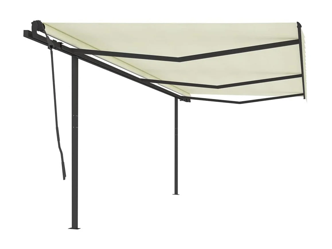 Toldo retráctil automático con postes 6x3,5 Crema