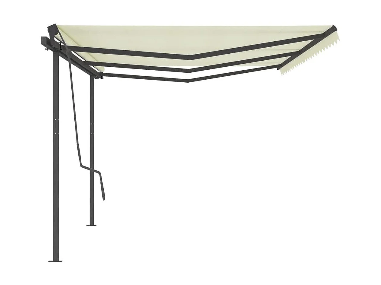Toldo retráctil automático con postes 6x3,5 Crema