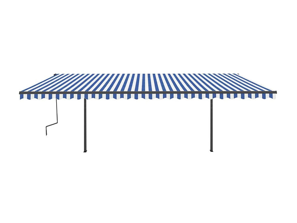 Auvent automatique capteur de vent et LED 6x3,5 Bleu et blanc