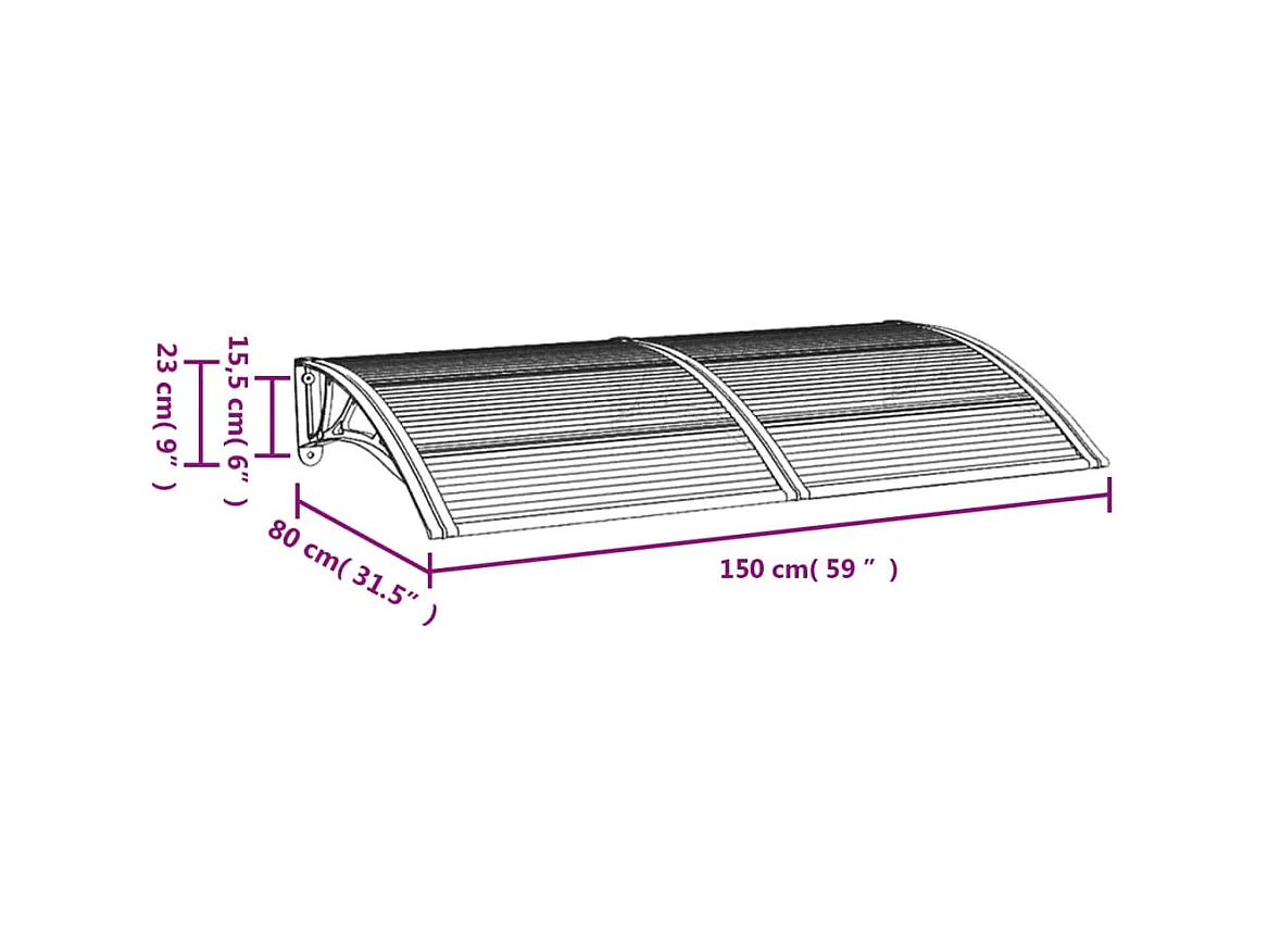 Tendalino per porta Grigio 150x80 Policarbonato