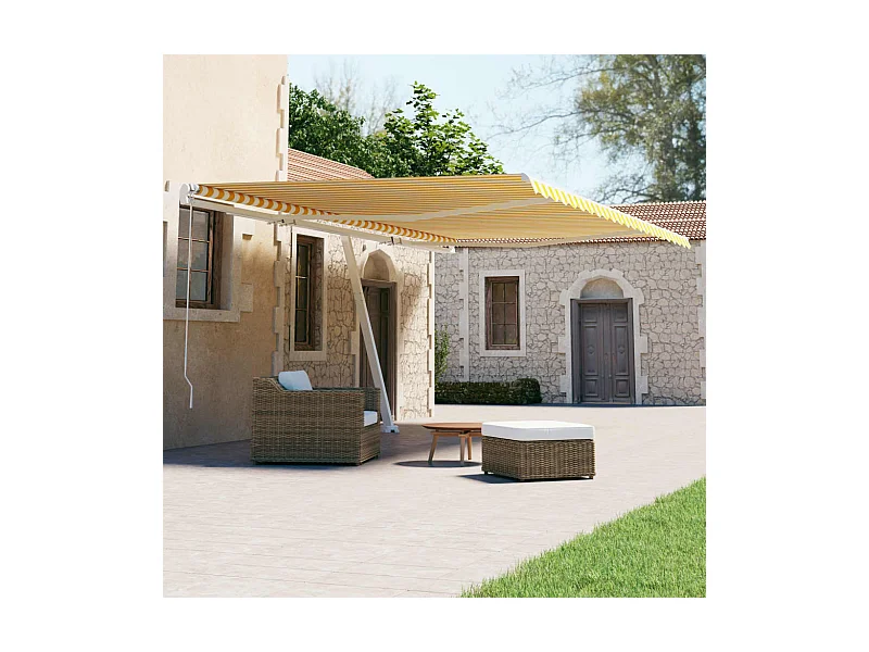 Auvent automatique sur pied 600x300 Jaune/Blanc