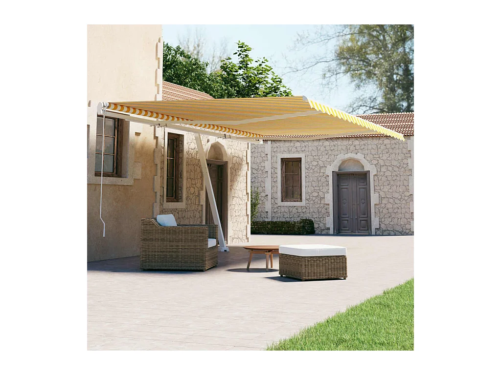 Auvent automatique sur pied 600x300 Jaune/Blanc