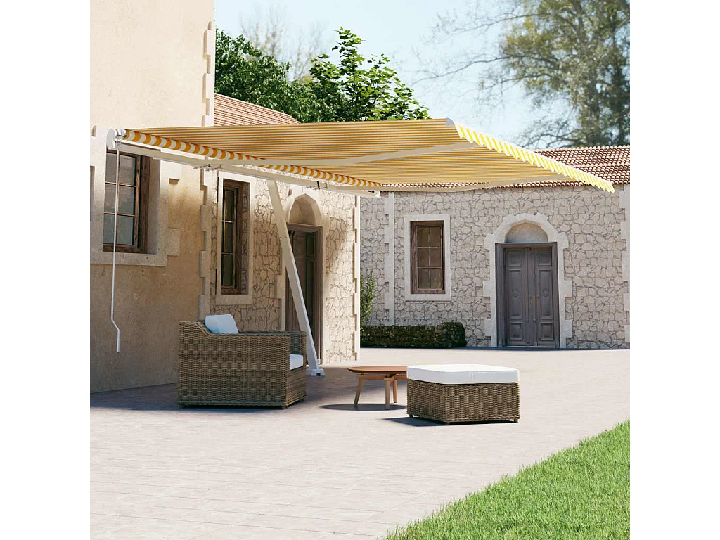 Auvent automatique sur pied 600x300 Jaune/Blanc