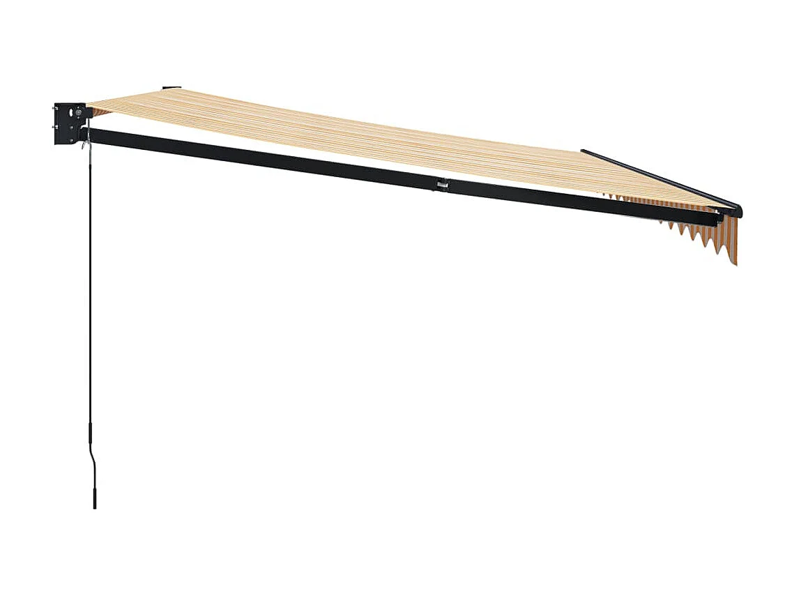 Auvent rétractable jaune et blanc 4,5x3 tissu et aluminium