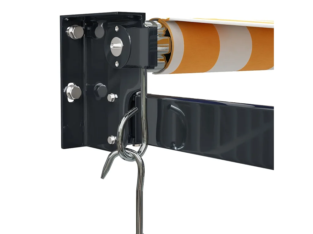 Auvent rétractable jaune et blanc 4,5x3 tissu et aluminium