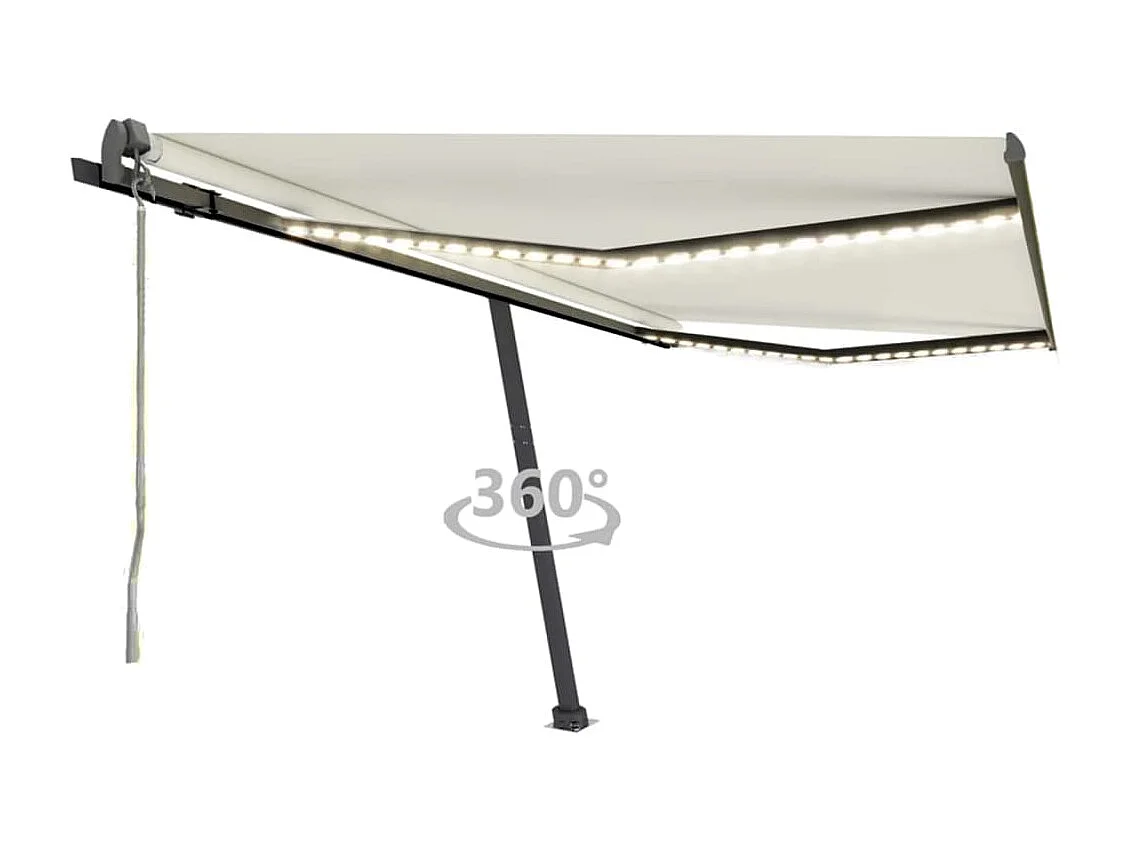 Toldo automático com sensor de vento e LED 400x300 Creme