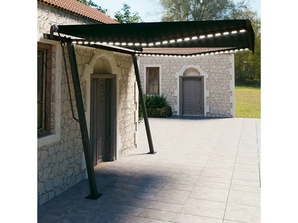 Auvent automatique avec capteur de vent et LED 4x3 Anthracite