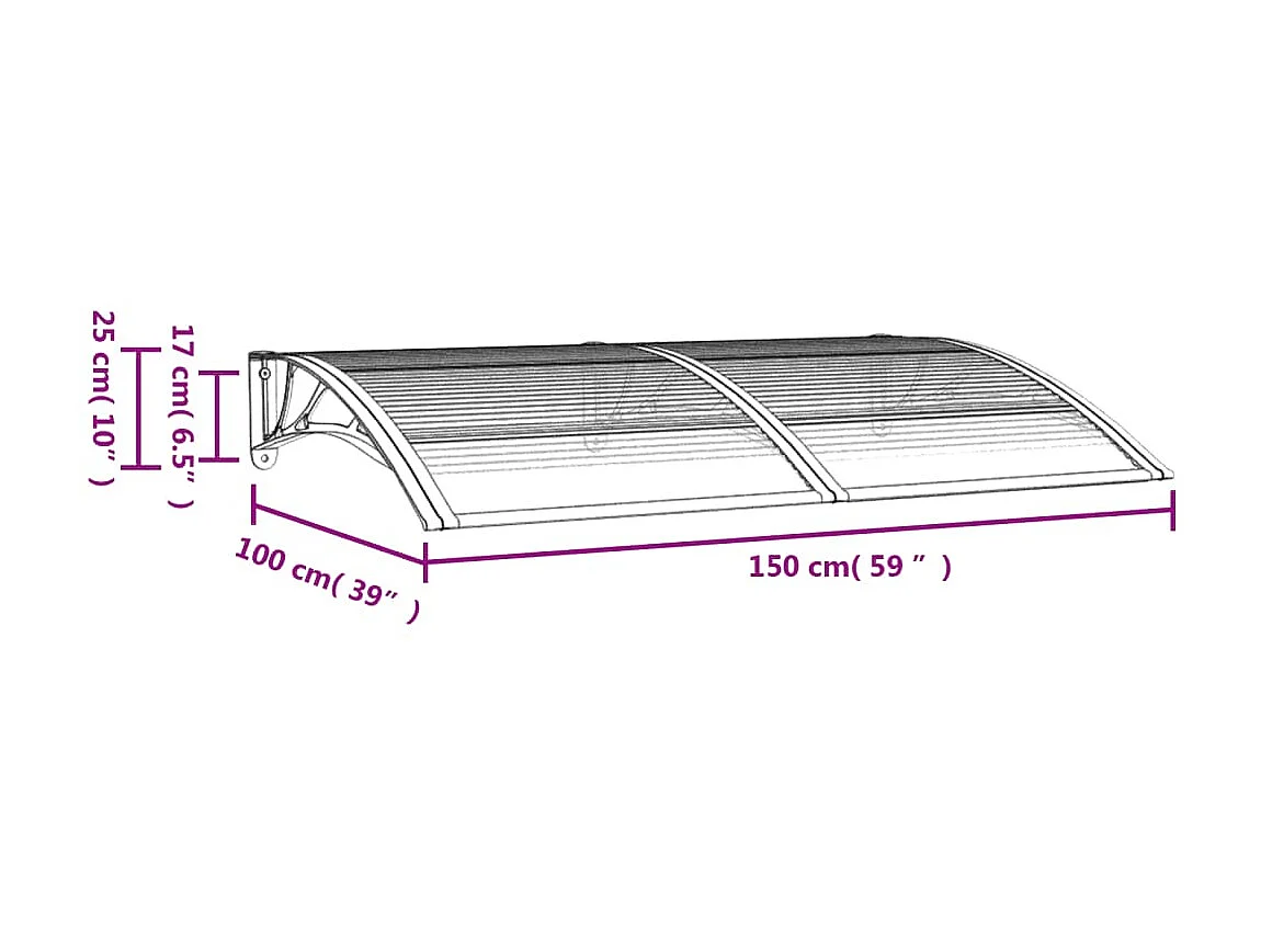 Auvent de porte Noir 150x100 Polycarbonate