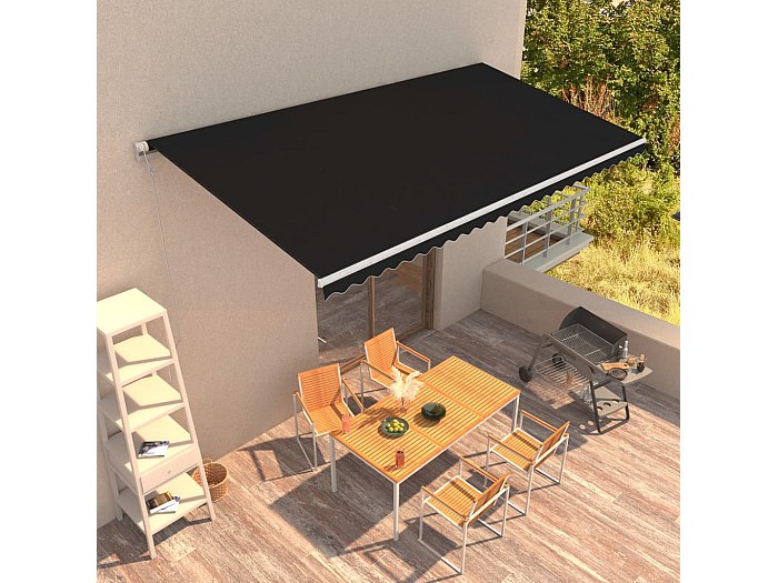 KESSER® Zonnescherm Luifel handmatig uitschuifbaar 400cm | Zonneluifel UV Bescherming Zonwering | Klemluifel voor Buiten, Terras, Balkon, Tuin in hoogte verstelbaar zonder boren, Blauw/Wit
