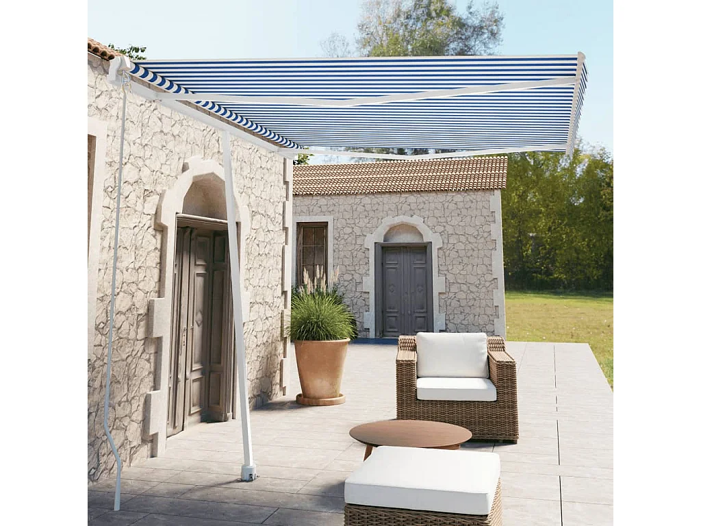 Toldo retrátil a pé 300x250 Azul/Branco