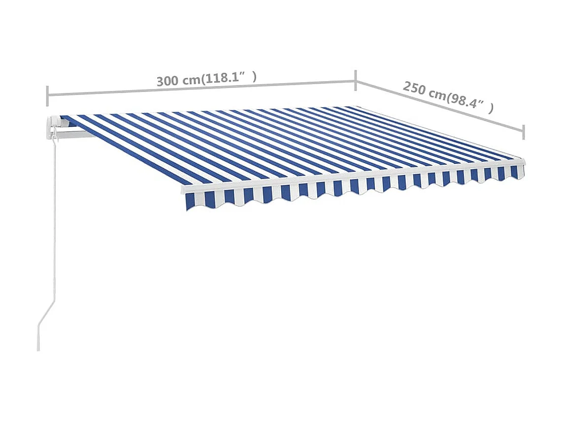 Toldo retrátil a pé 300x250 Azul/Branco