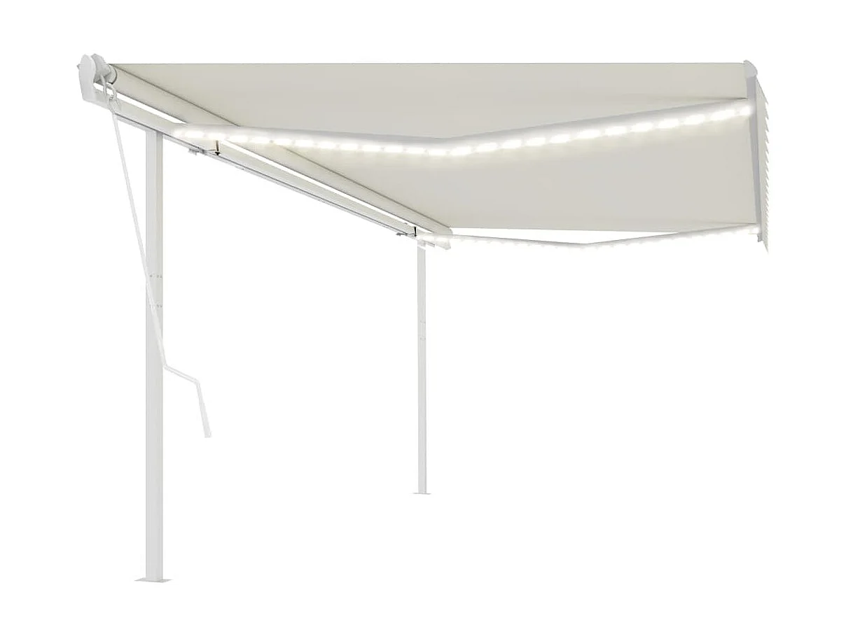 Auvent automatique capteur de vent et LED 5x3,5 Crème