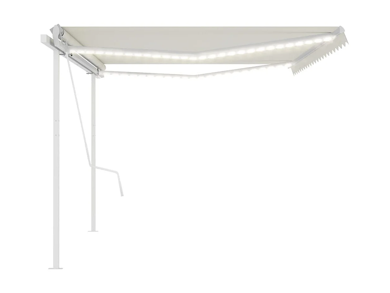 Auvent automatique capteur de vent et LED 5x3,5 Crème