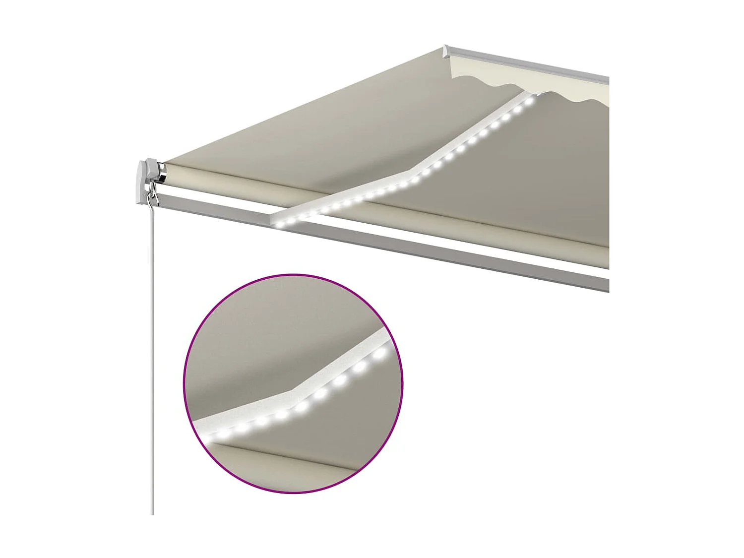 Auvent automatique capteur de vent et LED 5x3,5 Crème