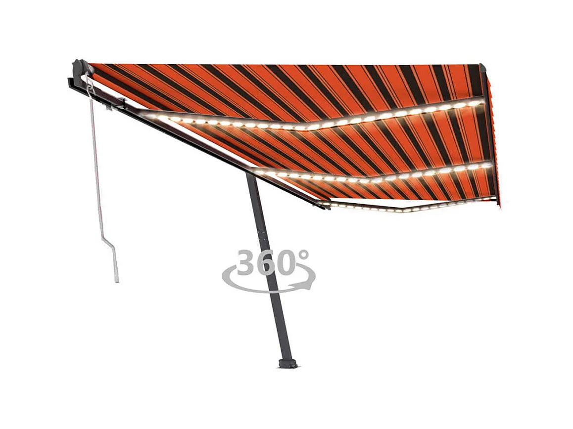 Tenda automatica con sensore vento LED 600x300 Arancionearron