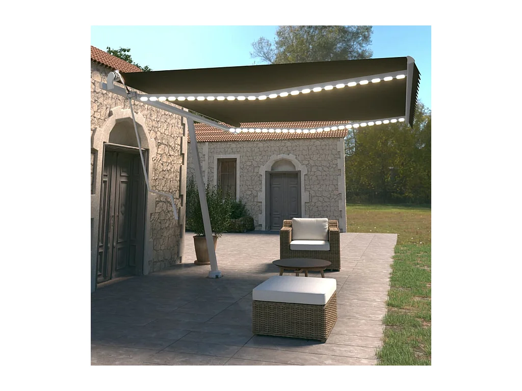 Auvent automatique et capteur de vent LED 450x350 Anthracite