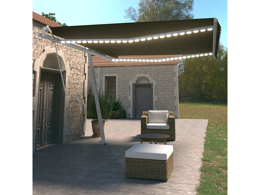 Auvent automatique et capteur de vent LED 450x350 Anthracite