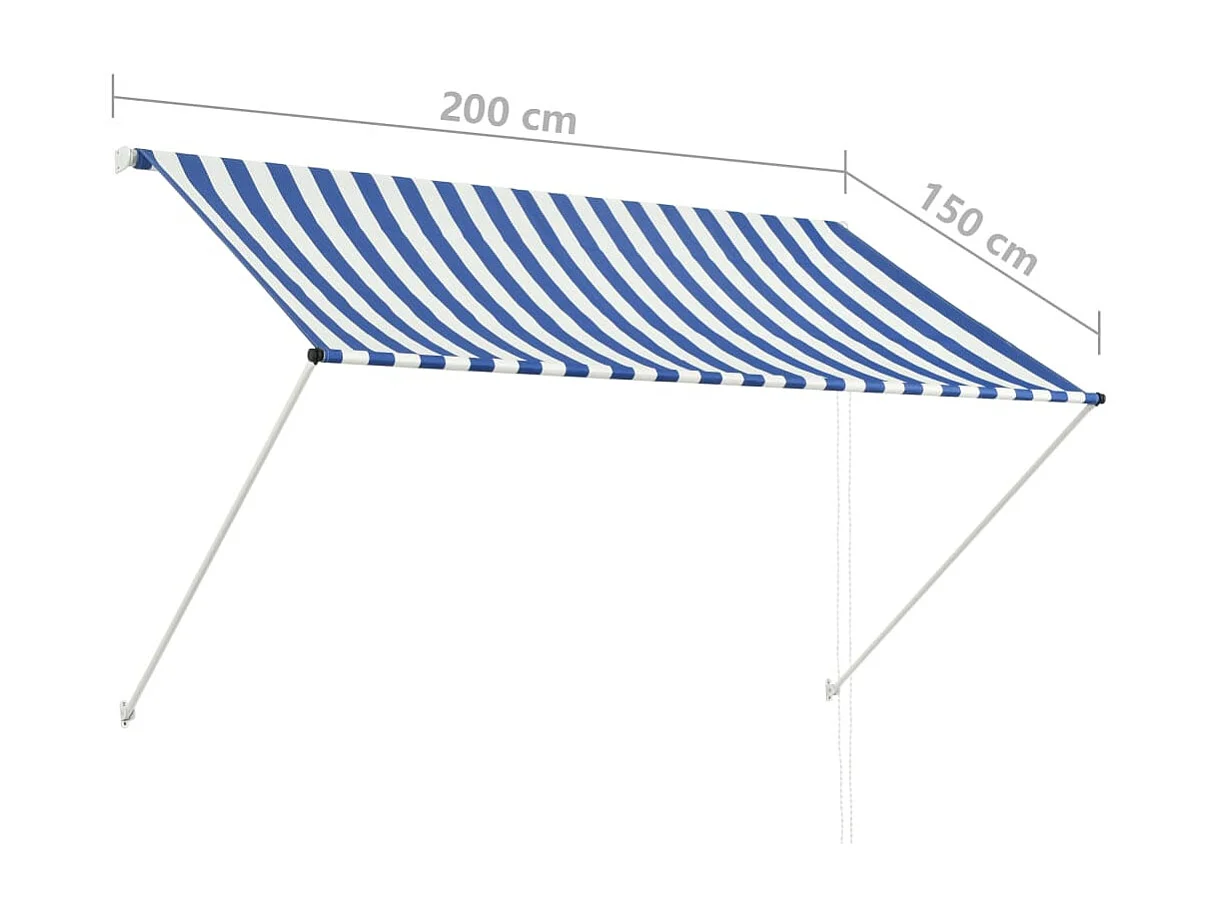 Auvent rétractable 200x150 Bleu et blanc