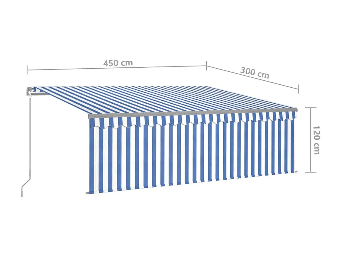 Auventanuel rétractable avec store et LED 4,5x3 Bleu blanc