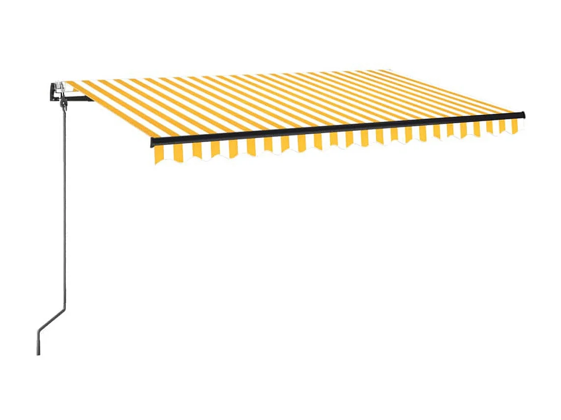 Auvent automatique capteur de vent LED 450x350cm Jaune et blanc