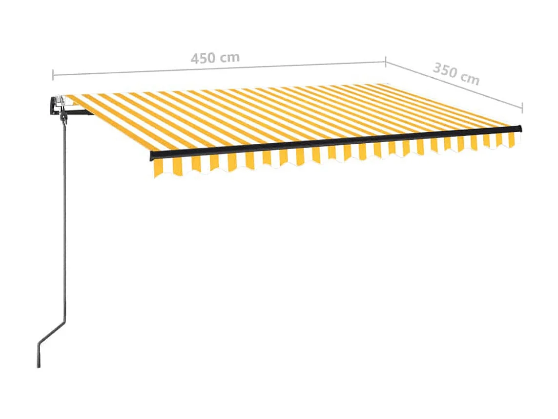 Auvent automatique capteur de vent LED 450x350cm Jaune et blanc