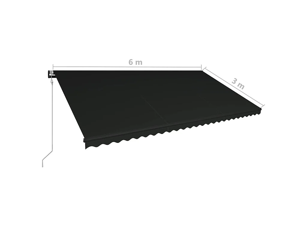 Toldo retráctil con sensor de viento y LED 600x300cm Antracita