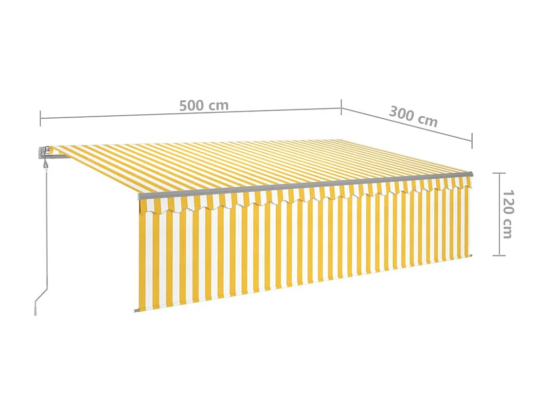 Auvent automatique store capteur de vent/LED 5x3 Jaune/blanc