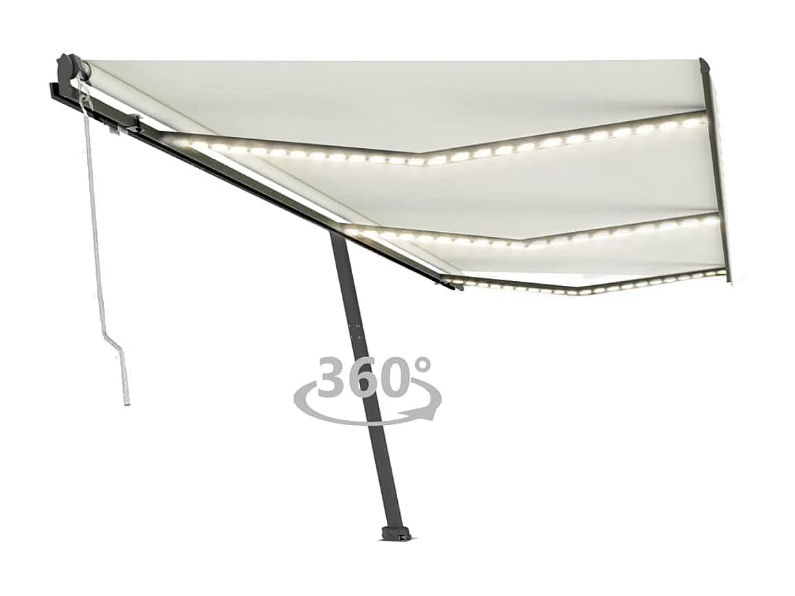 Toldo automático con sensor de viento y LED 600x300 Crema