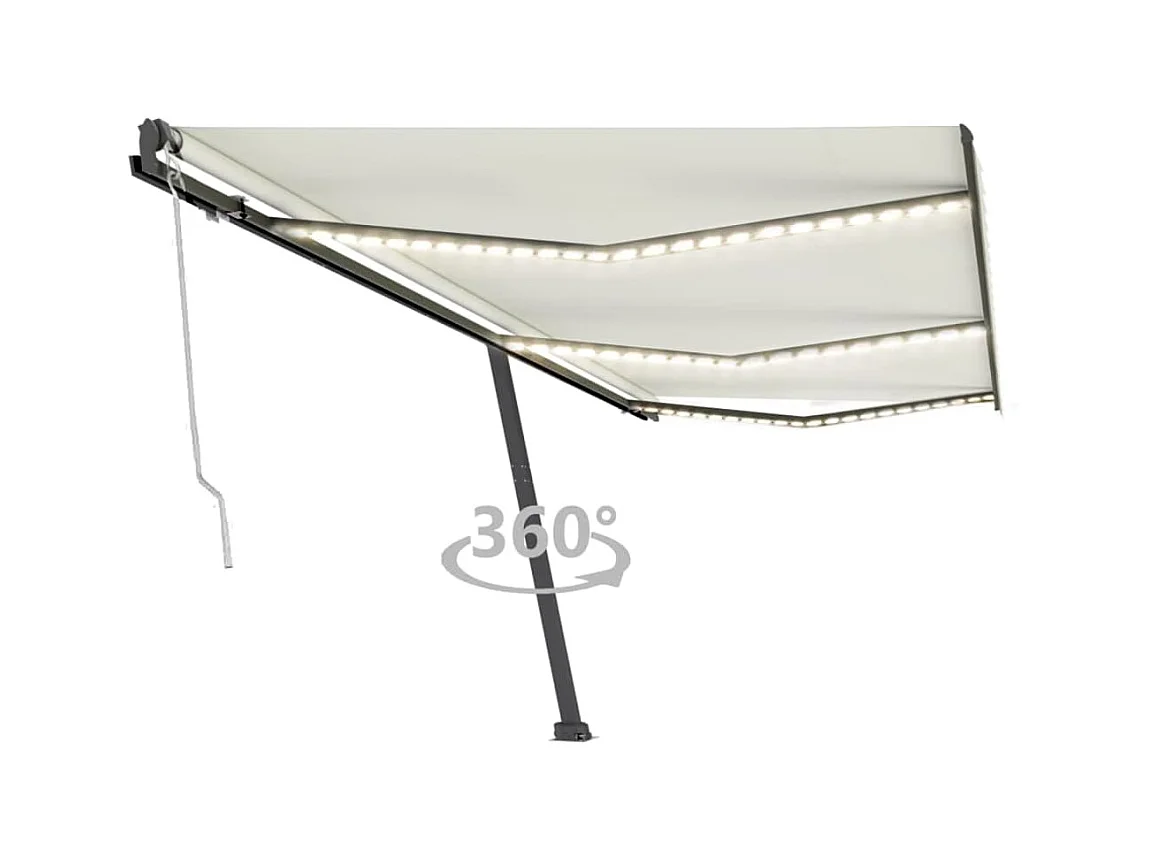 Auvent automatique avec capteur de vent et LED 600x300 Crème
