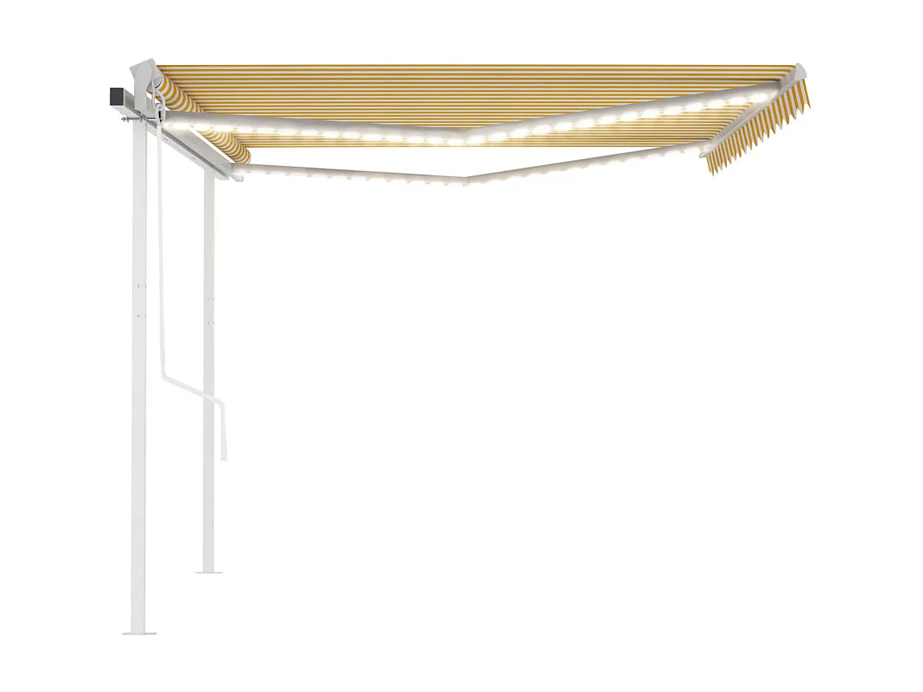 Auvent automatique capteur de vent et LED 4,5x3m Jaune et blanc