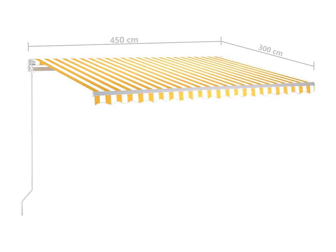 Auvent automatique capteur de vent et LED 4,5x3m Jaune et blanc