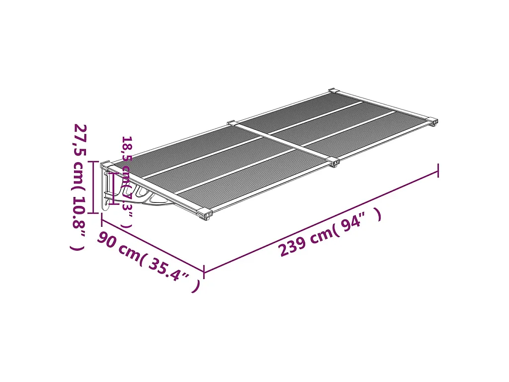 Pensilina Nera 239x90 Policarbonato