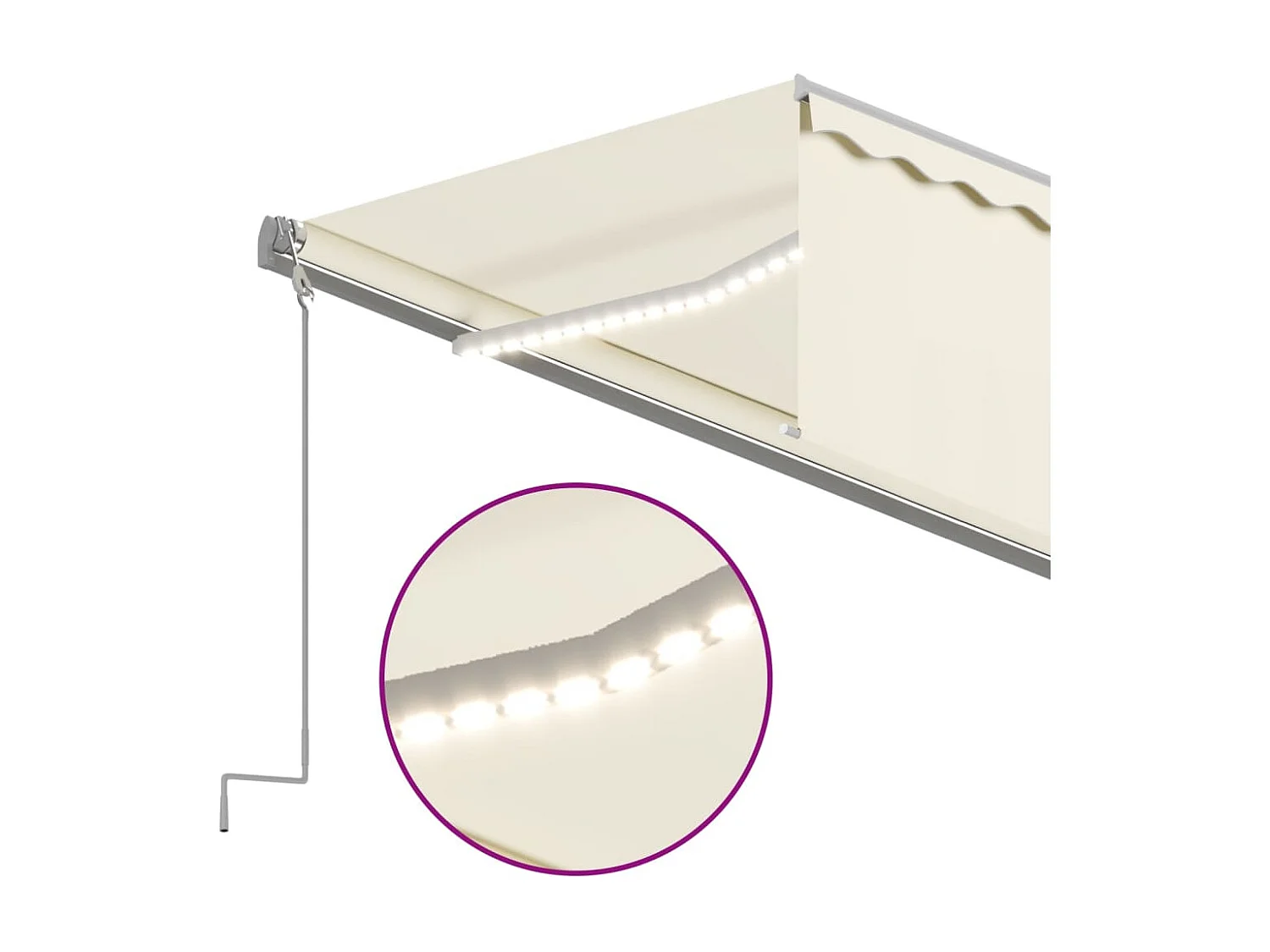 Auvent automatique store capteur de vent et LED 5x3 Crème